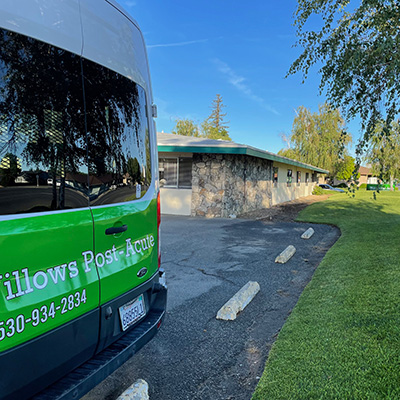 Willows Post Acute van and parking lot